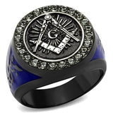 TK2637 - Two Tone IP Light Black (IP Gun) Stainless Steel Ring with Top Grade Crystal  in Black Diamond - Alamode