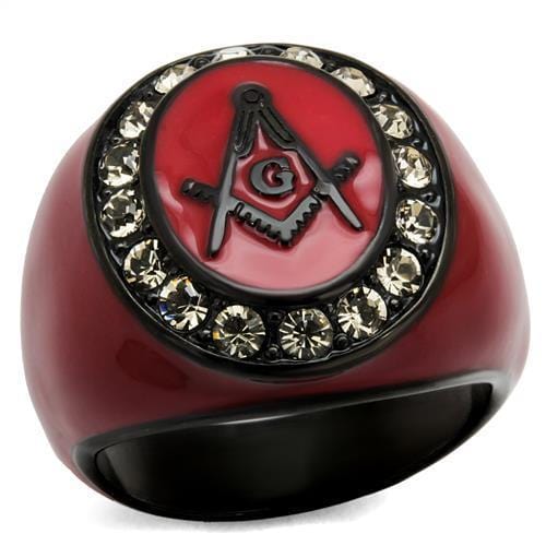 TK2638 - IP Black(Ion Plating) Stainless Steel Ring with Top Grade Crystal  in Black Diamond - Alamode