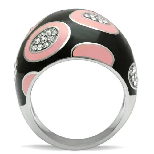 TK263 - High polished (no plating) Stainless Steel Ring with Top Grade Crystal in Clear - Alamode - Flyclothing LLC