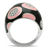 TK263 - High polished (no plating) Stainless Steel Ring with Top Grade Crystal in Clear - Alamode - Flyclothing LLC