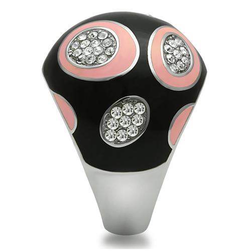 TK263 - High polished (no plating) Stainless Steel Ring with Top Grade Crystal in Clear - Alamode - Flyclothing LLC