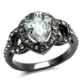 TK2655 - IP Light Black  (IP Gun) Stainless Steel Ring with AAA Grade CZ  in Clear - Alamode