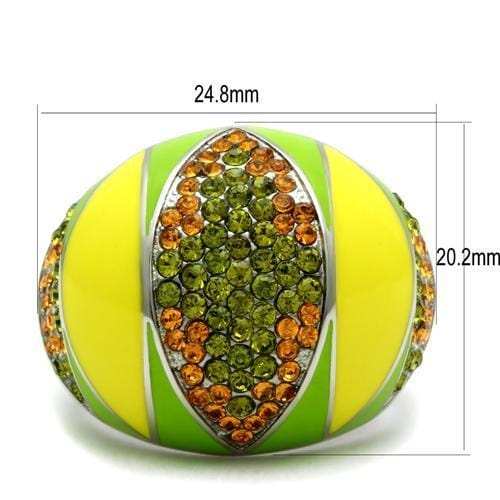 TK266 - High polished (no plating) Stainless Steel Ring with Top Grade Crystal in Multi Color - Alamode - Flyclothing LLC