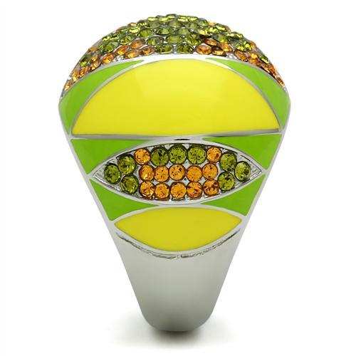 TK266 - High polished (no plating) Stainless Steel Ring with Top Grade Crystal in Multi Color - Alamode - Flyclothing LLC