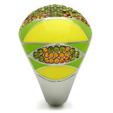 TK266 - High polished (no plating) Stainless Steel Ring with Top Grade Crystal  in Multi Color - Alamode