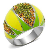 TK266 - High polished (no plating) Stainless Steel Ring with Top Grade Crystal in Multi Color - Alamode - Flyclothing LLC