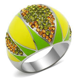 TK266 - High polished (no plating) Stainless Steel Ring with Top Grade Crystal  in Multi Color - Alamode