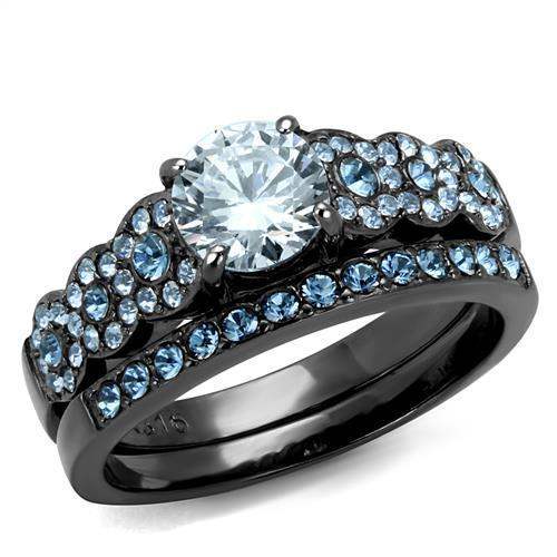 TK2671 - IP Light Black (IP Gun) Stainless Steel Ring with AAA Grade CZ in Clear - Alamode - Flyclothing LLC