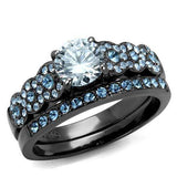 TK2671 - IP Light Black (IP Gun) Stainless Steel Ring with AAA Grade CZ in Clear - Alamode - Flyclothing LLC