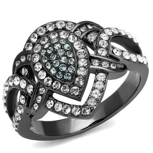 TK2679 - IP Light Black (IP Gun) Stainless Steel Ring with Top Grade Crystal in Multi Color - Alamode - Flyclothing LLC