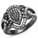 TK2679 - IP Light Black (IP Gun) Stainless Steel Ring with Top Grade Crystal in Multi Color - Alamode - Flyclothing LLC