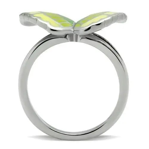 TK267 - High polished (no plating) Stainless Steel Ring with Epoxy in No Stone - Alamode - Flyclothing LLC