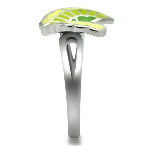 TK267 - High polished (no plating) Stainless Steel Ring with Epoxy in No Stone - Alamode - Flyclothing LLC
