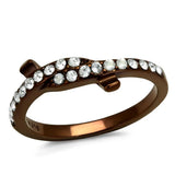 TK2687 - IP Coffee light Stainless Steel Ring with Top Grade Crystal in Clear - Alamode - Flyclothing LLC