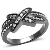 TK2689 - IP Light Black (IP Gun) Stainless Steel Ring with AAA Grade CZ in Clear - Alamode - Flyclothing LLC