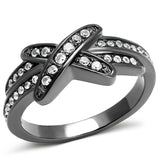 TK2689 - IP Light Black  (IP Gun) Stainless Steel Ring with AAA Grade CZ  in Clear - Alamode
