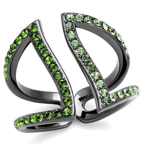 TK2694 - IP Light Black (IP Gun) Stainless Steel Ring with Top Grade Crystal in Multi Color - Alamode - Flyclothing LLC