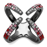 TK2696 - IP Light Black (IP Gun) Stainless Steel Ring with Top Grade Crystal in Multi Color - Alamode - Flyclothing LLC