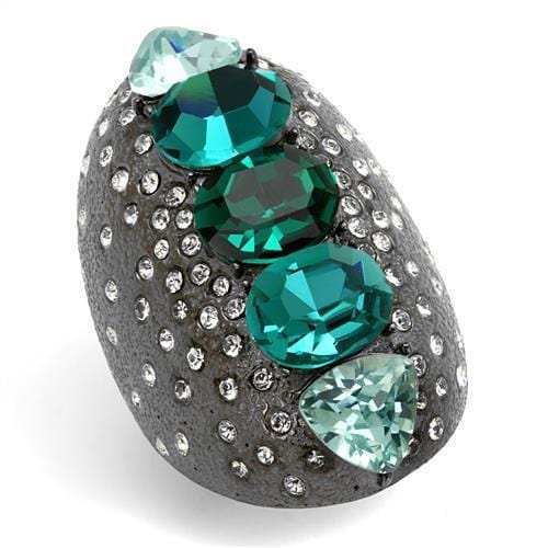 TK2698 - IP Light Black (IP Gun) Stainless Steel Ring with Top Grade Crystal in Multi Color - Alamode - Flyclothing LLC