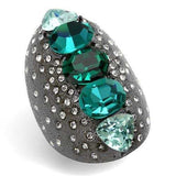 TK2698 - IP Light Black (IP Gun) Stainless Steel Ring with Top Grade Crystal in Multi Color - Alamode - Flyclothing LLC