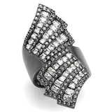 TK2699 - IP Light Black (IP Gun) Stainless Steel Ring with AAA Grade CZ in Clear - Alamode - Flyclothing LLC