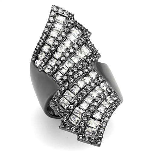 TK2699 - IP Light Black (IP Gun) Stainless Steel Ring with AAA Grade CZ in Clear - Alamode - Flyclothing LLC