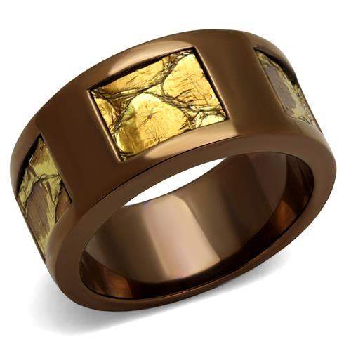 TK2702 - IP Coffee light Stainless Steel Ring with No Stone - Alamode - Flyclothing LLC