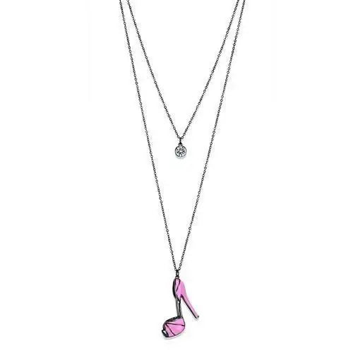 TK2703 - IP Light Black (IP Gun) Stainless Steel Chain Pendant with Top Grade Crystal in Clear - Alamode - Flyclothing LLC