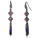 TK2712 - IP Light Black  (IP Gun) Stainless Steel Earrings with AAA Grade CZ  in Amethyst - Alamode
