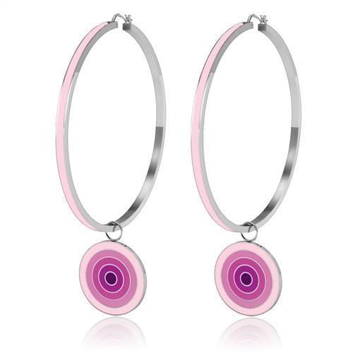 TK271 - High polished (no plating) Stainless Steel Earrings with No Stone - Alamode
