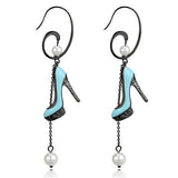 TK2721 - IP Light Black  (IP Gun) Stainless Steel Earrings with Synthetic Pearl in White