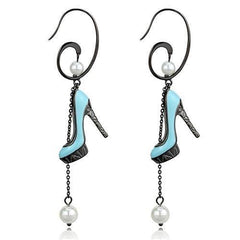 TK2721 - IP Light Black  (IP Gun) Stainless Steel Earrings with Synthetic Pearl in White