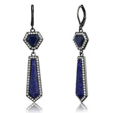TK2723 - IP Light Black  (IP Gun) Stainless Steel Earrings with Precious Stone Lapis in Montana - Alamode