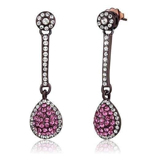 TK2724 - IP Dark Brown (IP coffee) Stainless Steel Earrings with Top Grade Crystal  in Rose - Alamode