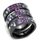 TK2734 - IP Light Black  (IP Gun) Stainless Steel Ring with Top Grade Crystal  in Multi Color - Alamode