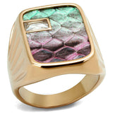 TK2737 - IP Rose Gold(Ion Plating) Stainless Steel Ring with Leather  in Multi Color - Alamode