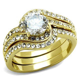 TK2742 - IP Gold(Ion Plating) Stainless Steel Ring with AAA Grade CZ  in Clear - Alamode