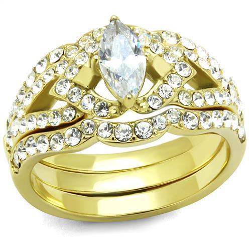TK2743 - IP Gold(Ion Plating) Stainless Steel Ring with AAA Grade CZ in Clear - Alamode - Flyclothing LLC