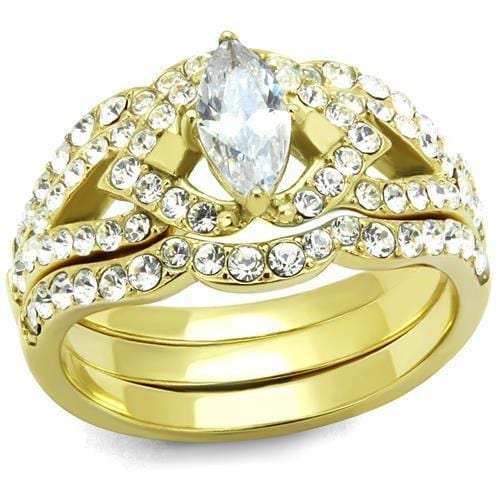 TK2743 - IP Gold(Ion Plating) Stainless Steel Ring with AAA Grade CZ in Clear - Alamode - Flyclothing LLC