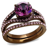 TK2745 - IP Coffee light Stainless Steel Ring with Top Grade Crystal  in Amethyst - Alamode