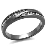 TK2751 - IP Light Black  (IP Gun) Stainless Steel Ring with Top Grade Crystal  in Clear - Alamode
