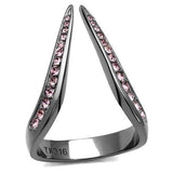 TK2756 - IP Light Black  (IP Gun) Stainless Steel Ring with Top Grade Crystal  in Light Amethyst - Alamode