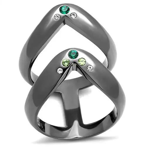 TK2757 - IP Light Black (IP Gun) Stainless Steel Ring with Top Grade Crystal in Multi Color - Alamode - Flyclothing LLC