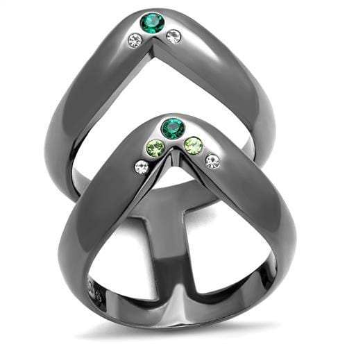 TK2757 - IP Light Black (IP Gun) Stainless Steel Ring with Top Grade Crystal in Multi Color - Alamode - Flyclothing LLC