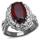 TK2761 - IP Light Black  (IP Gun) Stainless Steel Ring with Synthetic Synthetic Glass in Siam - Alamode