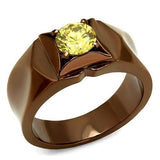 TK2773 - IP Coffee light Stainless Steel Ring with AAA Grade CZ  in Topaz - Alamode