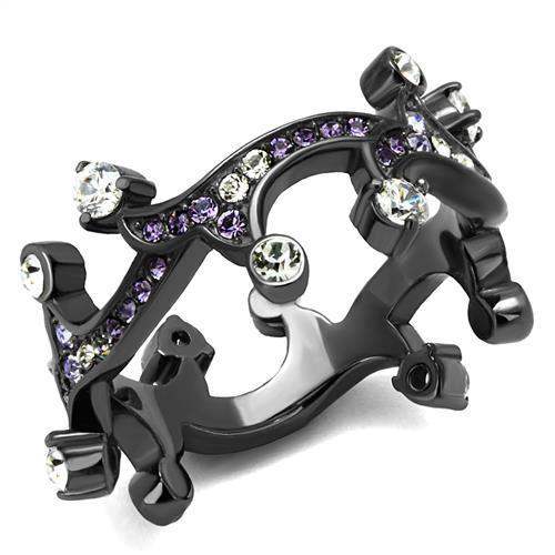 TK2780 - IP Light Black (IP Gun) Stainless Steel Ring with AAA Grade CZ in Clear - Alamode - Flyclothing LLC
