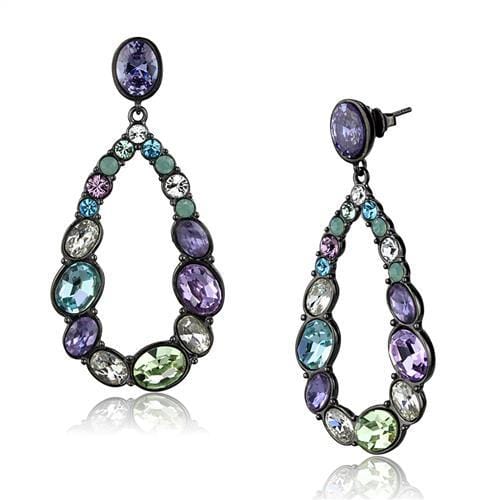 TK2785 - IP Light Black  (IP Gun) Stainless Steel Earrings with AAA Grade CZ  in Multi Color - Alamode