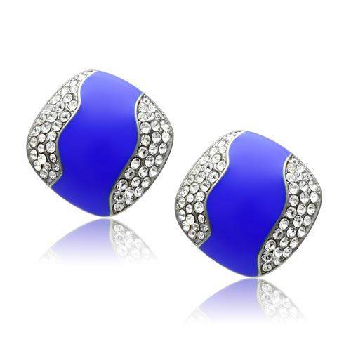 TK278 - High polished (no plating) Stainless Steel Earrings with Top Grade Crystal in Clear - Alamode - Flyclothing LLC