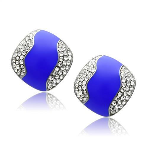 TK278 - High polished (no plating) Stainless Steel Earrings with Top Grade Crystal  in Clear - Alamode
